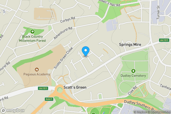 Map location for Land and Roadways Known As, Spring Parklands, Dudley, DY1 2DJ