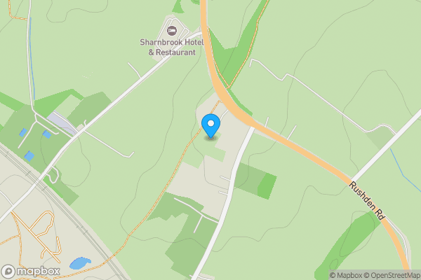 Map location for Temple Cottage, Rushden Road, Sharnbrook, Bedford, Bedfordshire MK44 1ND