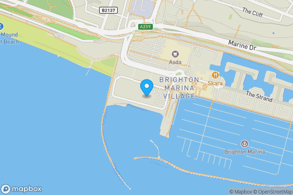 Map location for The West Quay Brighton Marina Village, Brighton, East Sussex, BN2 5UT