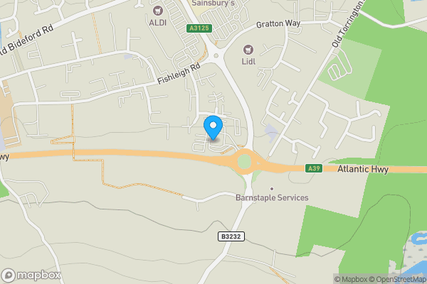 Map location for KFC, Roundswell Services, Roundswell, Barnstaple, Devon, EX31 3RZ