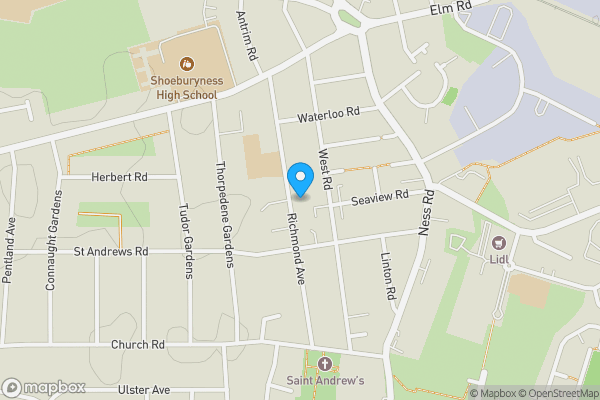 Map location for 83 Richmond Avenue Shoeburyness, Southend-On-Sea, Essex, SS3 9LE