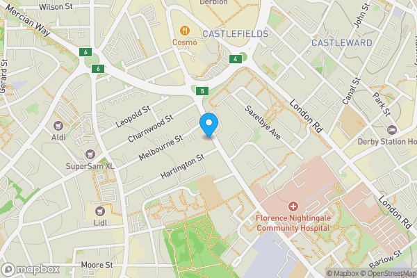 Map location for Flats 1-6, 112-114 Osmaston Road, Derby DE1 2RD