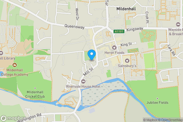 Map location for 5 Churchyard, Mildenhall, Bury St. Edmunds, Suffolk IP28 7EE