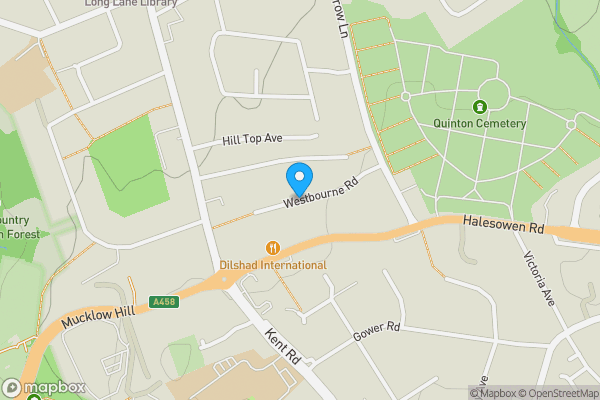 Map location for Westbourne Road, HALESOWEN, West Midlands, B62 9NF