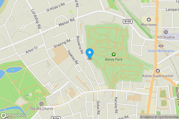 Map location for 58E Bouverie Road, London N16 0AJ