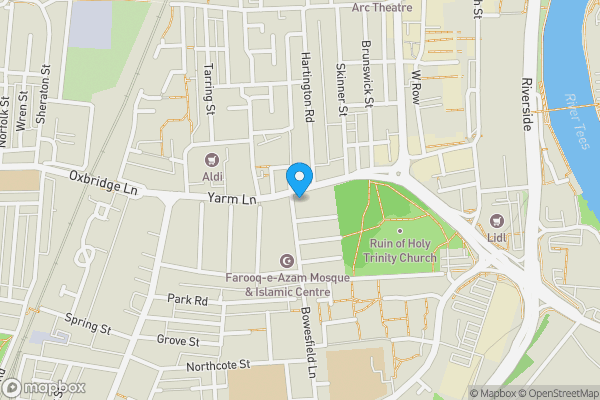 Map location for Flats 1-5, 33 Yarm Lane, Stockton-on-Tees, Cleveland, TS18 3DT