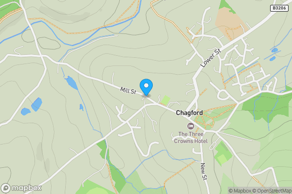 Map location for Chagford Hydro Electric Power Station, Mil Street, Chagford, Devon, TQ13 8JZ