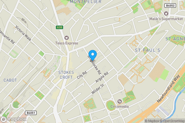 Map location for Brigstocke Road, Bristol, BS2 8UA