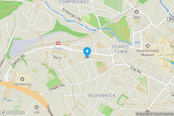 Map location for Bosvigo Stores, 1a Harrison Terrace, Truro, Cornwall TR1 3EL