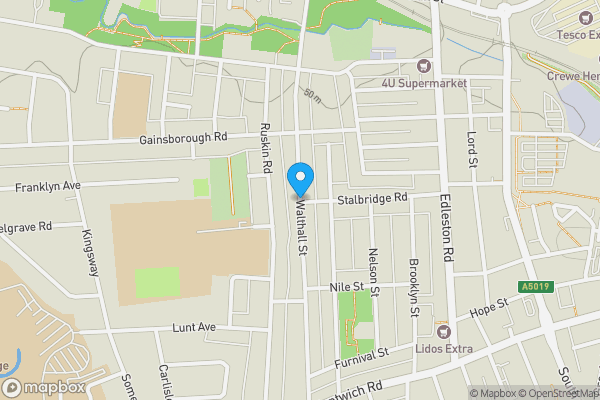 Map location for Walthall Street, Crewe