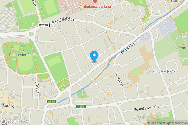 Map location for 1a Adelaide Road, Chichester, West Sussex, PO19 7NG