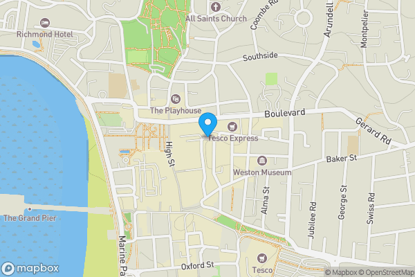 Map location for Palmer Street, Weston-Super-Mare, Avon, BS23 1RU