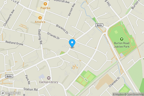 Map location for 106/106A Burton Road & 1 Willow Road, Carlton, Nottingham, NG4 3BG