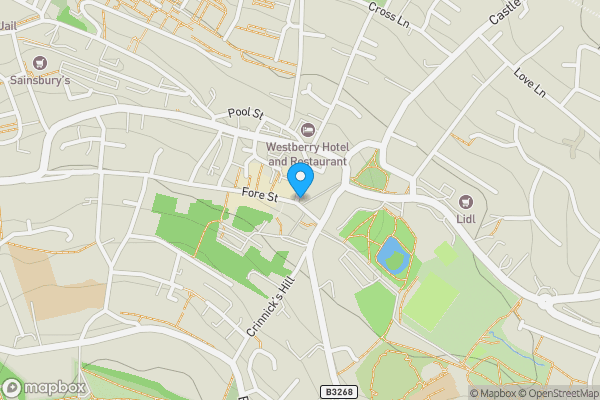 Map location for 1 Fore Street, Bodmin, Cornwall, PL31 2HT
