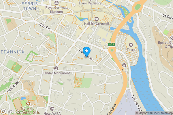 Map location for 21 Carclew Street, Truro, Cornwall, TR1 2DY