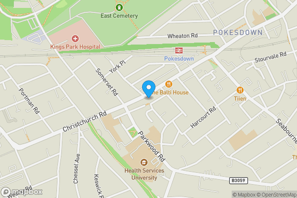 Map location for Rear Ground Floor, 833, Christchurch Road, Bournemouth, BH7 6AR
