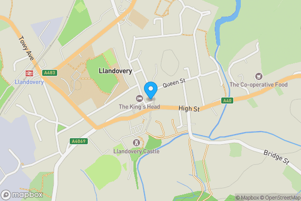 Map location for 1-2 Water Street, Llandovery, SA20 0BS