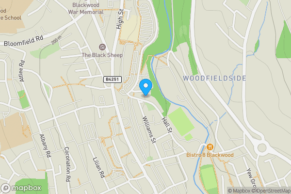 Map location for Blackwood Civil and Family Court 8 Hall Street Blackwood, near Cardiff South Glamorgan NP12 1NY