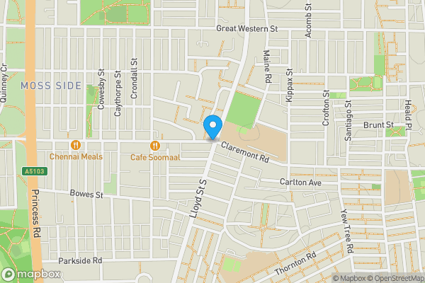 Map location for Claremont Road, MANCHESTER, Lancashire, M14 7WJ