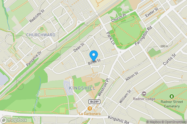 Map location for Birch Street, Swindon, Swindon, SN1 5EZ