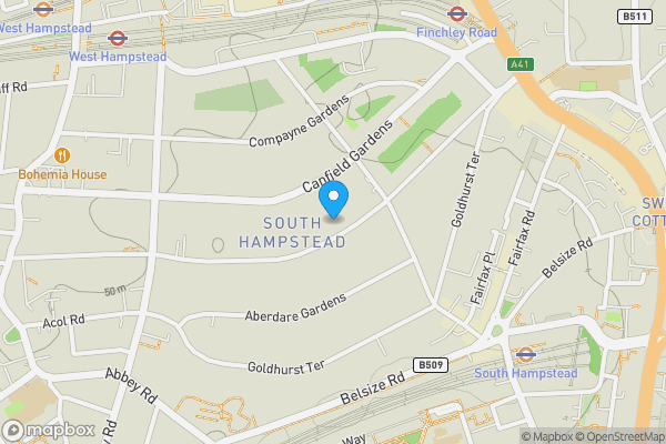 Map location for 75 Greencroft Gardens, Hampstead, London, NW6 3JQ