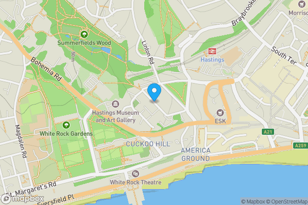 Map location for Holmsdale Gardens, Hastings, East Sussex, TN34 1LS