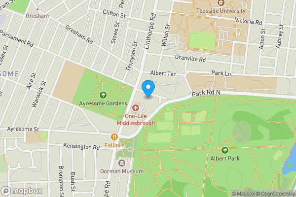 Map location for 5 Park Road North, Middlesbrough, North Yorkshire, TS1 3LF