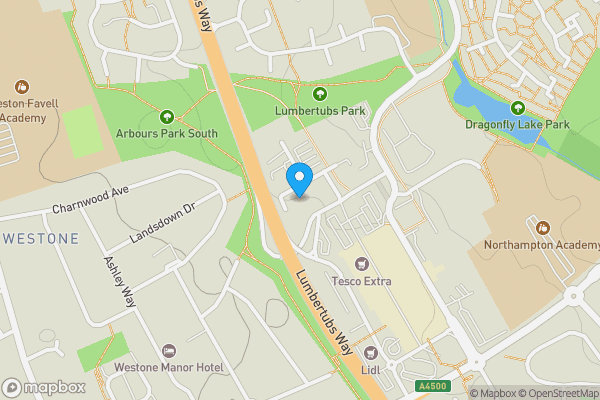 Map location for Flat 19A, Quartercroft, Pyramid Close, Northampton NN3 8DP