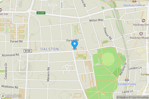 Map location for 43A Lansdowne Drive, London Fields, Hackney, London, E8 3EG