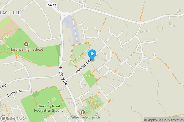 Map location for 40 Woodland Avenue, Burbage, Hinckley, Leicestershire LE10 2BD