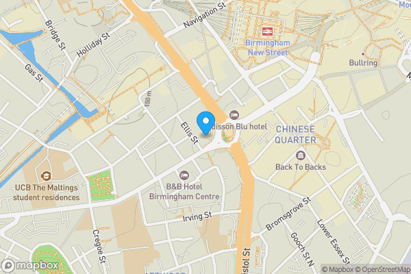Map location for Flat 134 Cleveland Tower, Holloway Head, Birmingham, West Midlands, B1 1UE