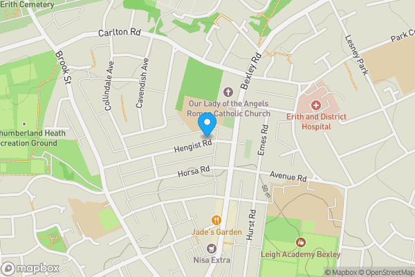 Map location for 116 Hengist Road, Erith, Kent, DA8 1EY