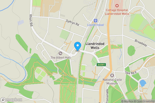Map location for Flat 1 Belvedere, Park Crescent, Llandrindod Wells, LD1 6AB