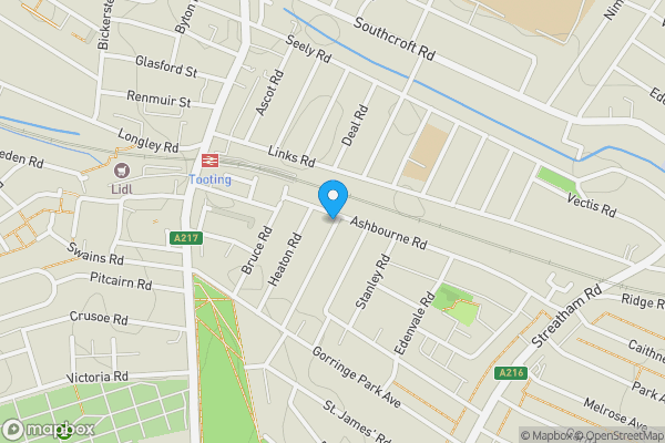 Map location for 15 Ashbourne Road, Mitcham, Surrey, CR4 2BE