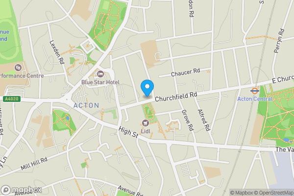 Map location for 110 Churchfield Road, Acton, London, W3 6BY