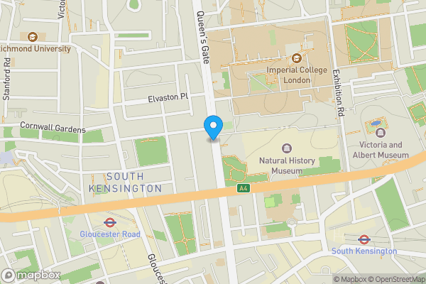 Map location for Queens Gate, London, SW7