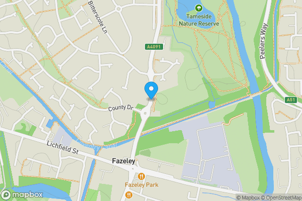 Map location for Fazeley Road, Tamworth, Staffordshire, B78 3LW