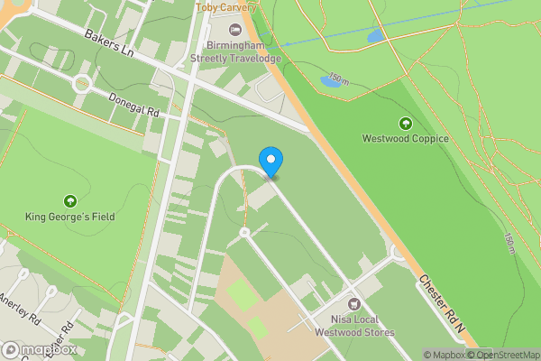 Map location for Westwood Road, SUTTON COLDFIELD, West Midlands, B73 6UH