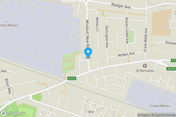 Map location for Minshull New Road, Crewe, Cheshire, CW1 3PE