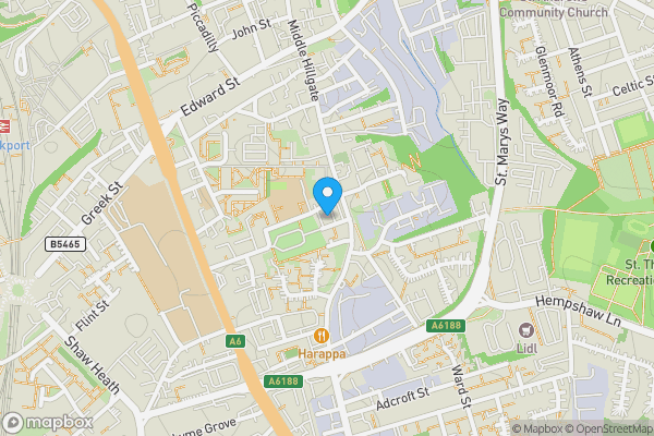 Map location for Apartment 12, Box Apartments, 1 Marriott Street, Stockport, SK1 3PJ