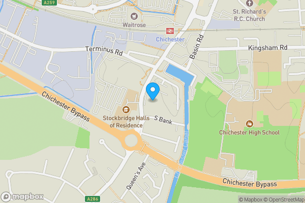 Map location for 21 Byron Court, Chichester, West Sussex, PO19 8ES