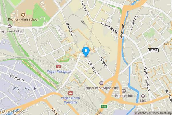 Map location for 25, 79 & 29 Library Street, Wigan, Greater Manchester WN1 1NN
