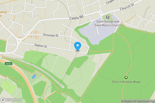 Map location for Land on the south and east side of Station Street, Castle Gresley, Swadlincote, Derbyshire DE11 9JY
