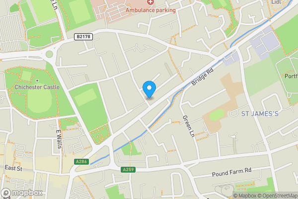 Map location for 1a Adelaide Road, Chichester, West Sussex, PO19 7NG