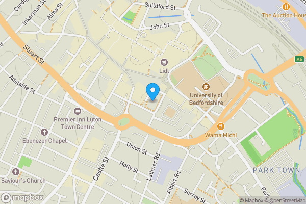 Map location for Flat 10, The Landmark, Flowers Way, Luton, LU1 3GA