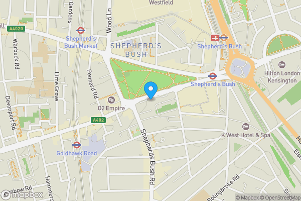 Map location for Flat 1 Romney Court, Shepherds Bush Green, London, W12 8PY