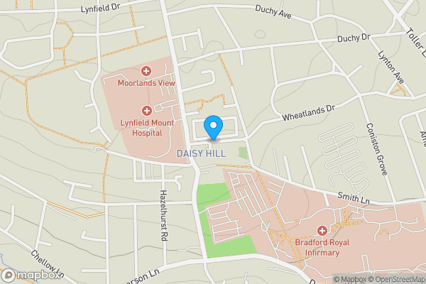 Map location for Daisy Hill Hall, Daisy Hill Back Lane Bradford, BD9 6DJ