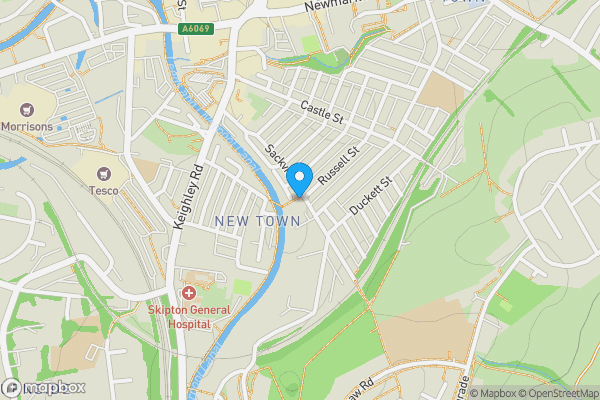 Map location for 42 Sackville Street, Skipton, North Yorkshire, BD23 2PS