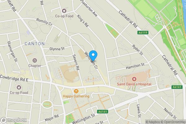 Map location for Wyndham Crescent, Cardiff, CF11