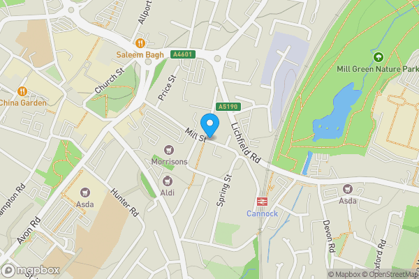 Map location for 91/93, Mill Street, Cannock, Staffordshire, WS11 0DR